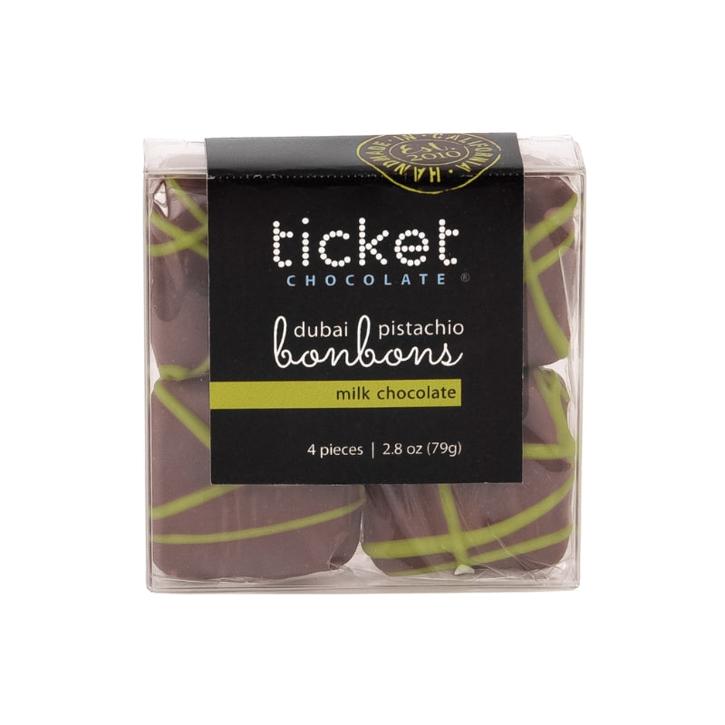 Handcrafted Dubai Pistachio Chocolate Bonbons - 4-Piece | 2.8 oz Box