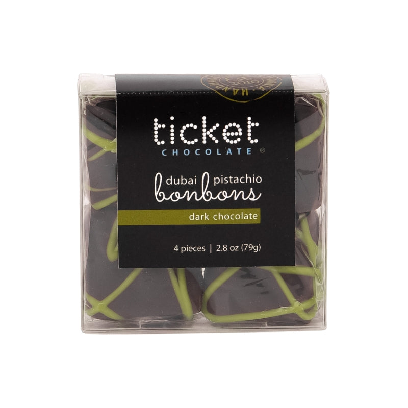 Handcrafted Dubai Pistachio Chocolate Bonbons - 4-Piece | 2.8 oz Box