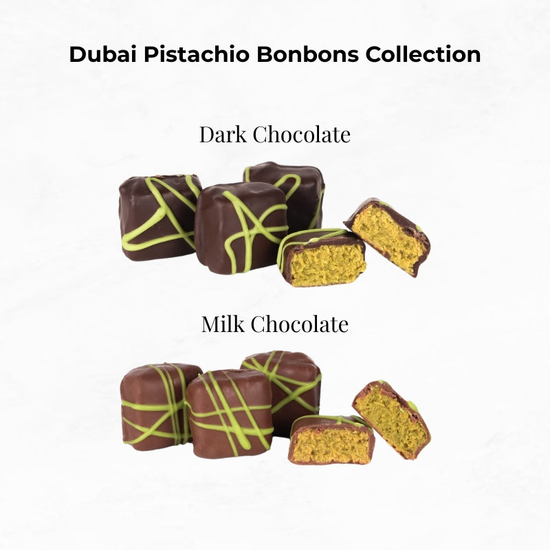 Handcrafted Dubai Pistachio Chocolate Bonbons: 24 (Bulk)