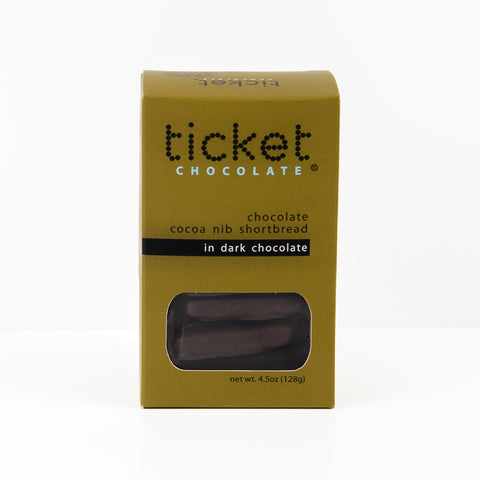 Chocolate Cocoa Nib Shortbread Cookies - Dark Chocolate-Covered