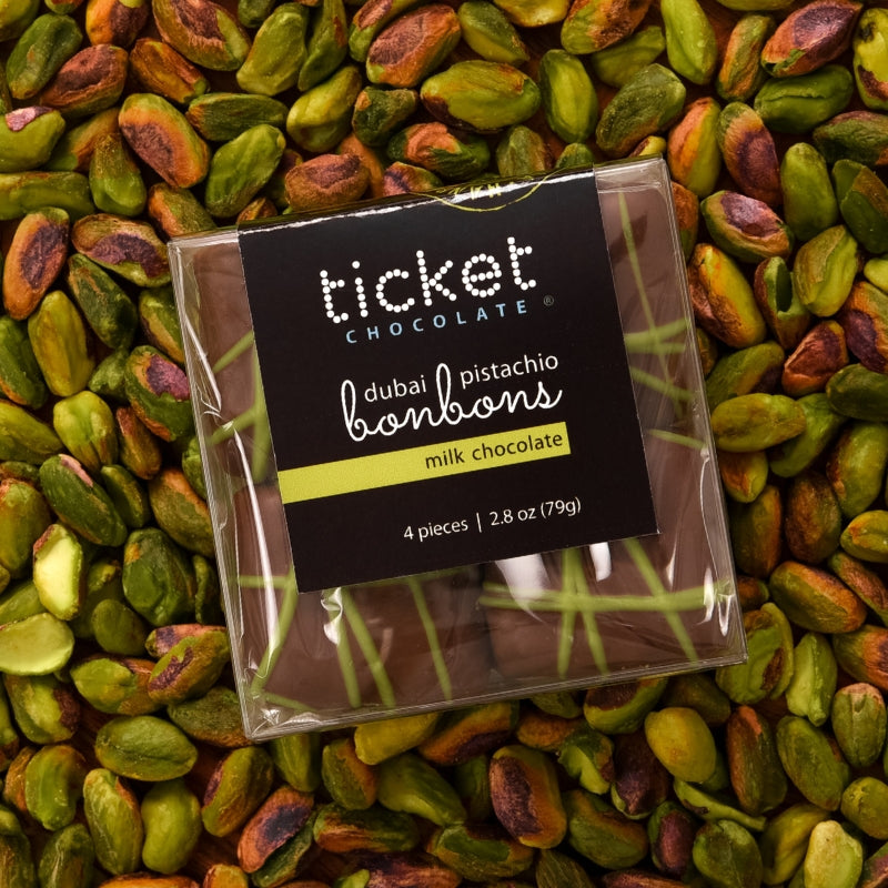
                        
                          Handcrafted Dubai Pistachio Chocolate Bonbons - 4-Piece 2.8 oz Box
                        
                      