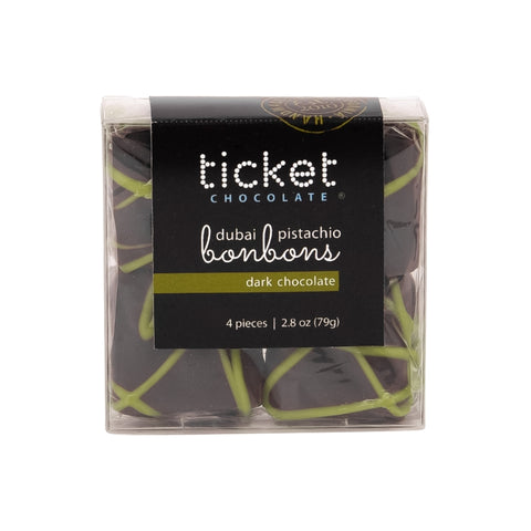 Handcrafted Dubai Pistachio Chocolate Bonbons - 4-Piece | 2.8 oz Box