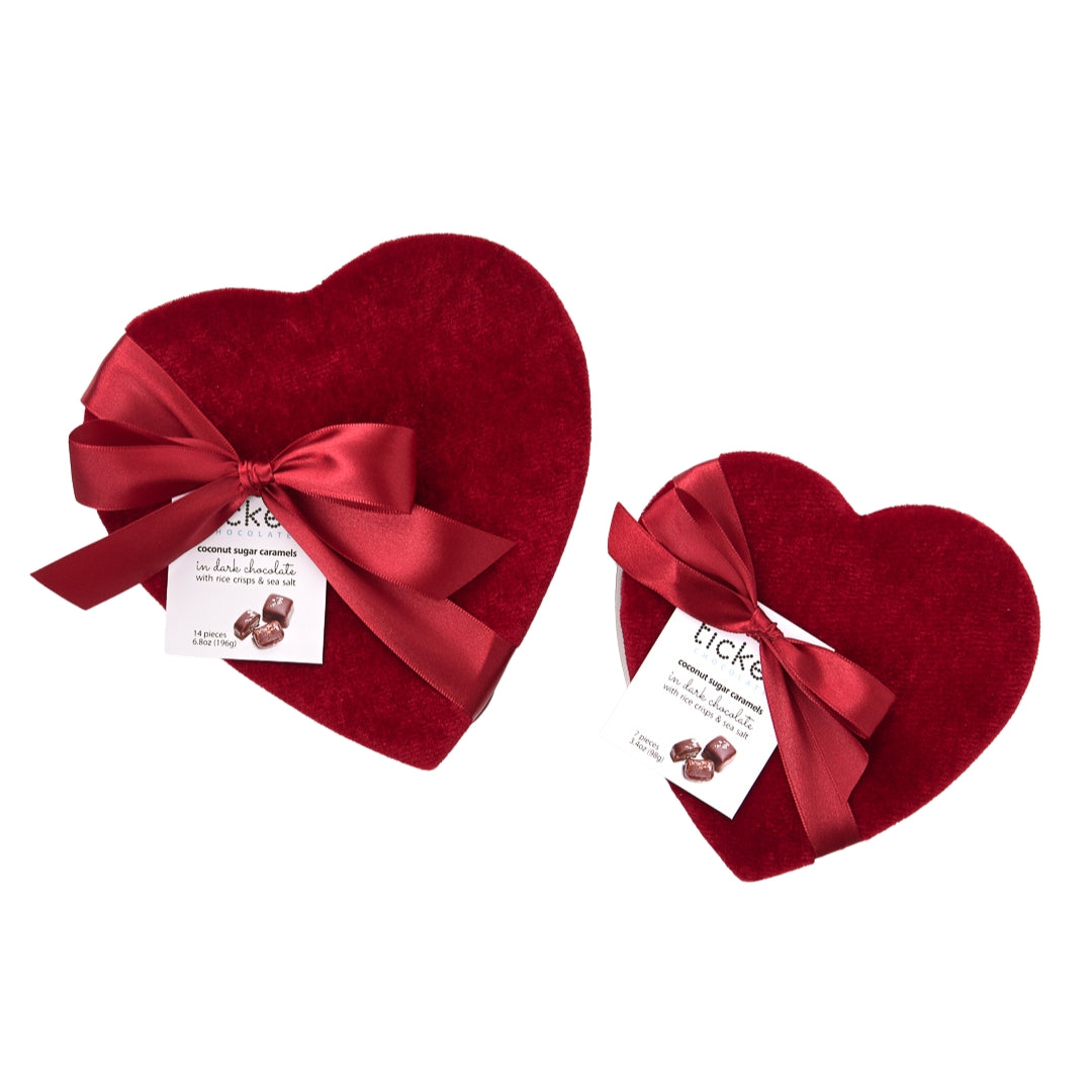 
                        
                          Valentine's Day Chocolate-Covered Crunchy Caramels - Red Velvet Heart Box
                        
                      