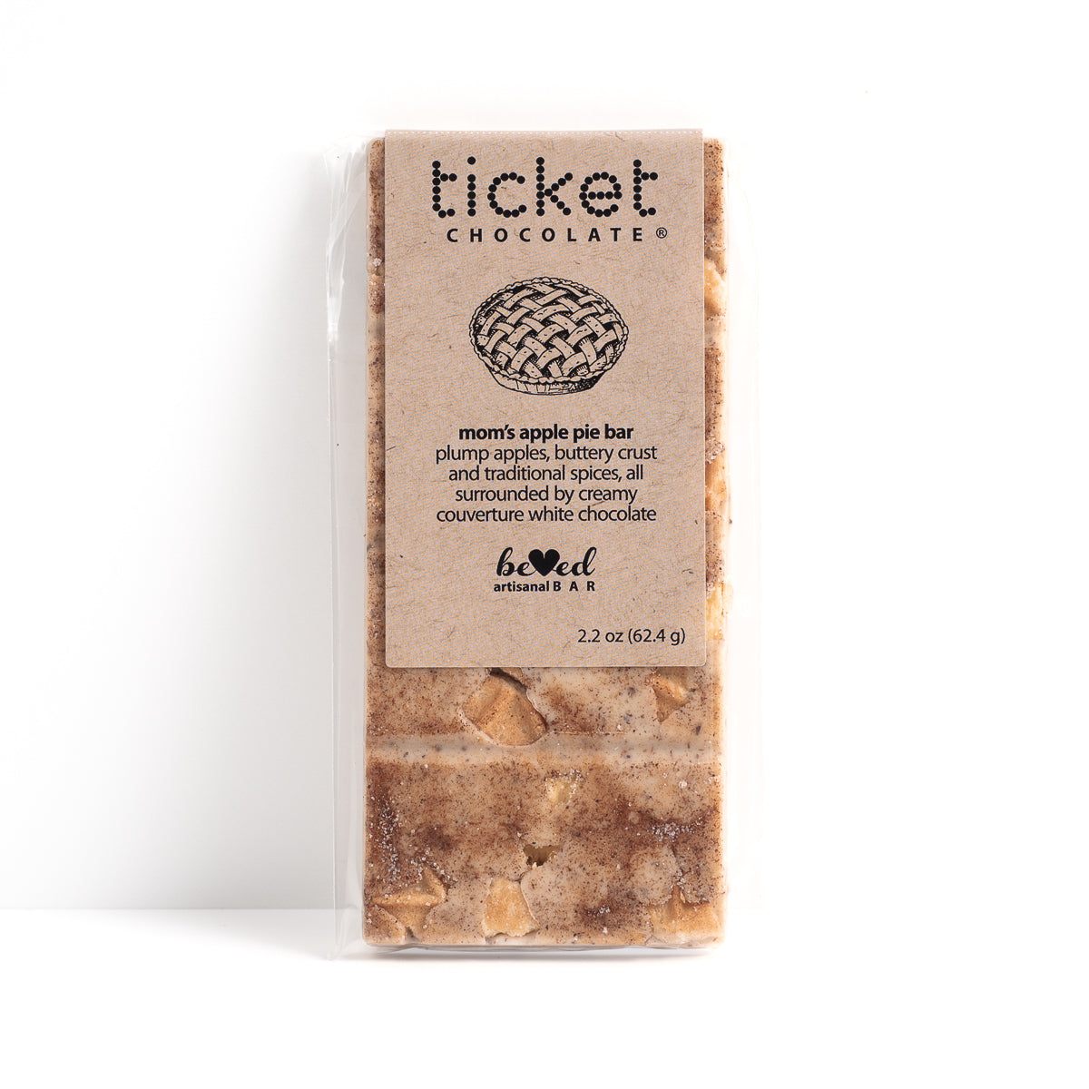 Artisan Chocolate Bar | Gourmet Chocolate Bar | Boutique Chocolate | Belgian Chocolate | Wholesale Chocolate | Beloved Bar | Mom's Apple Pie | Ticket Chocolate | Gift