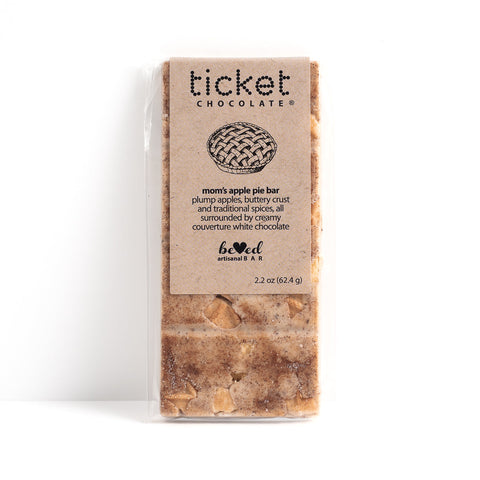 Artisan Chocolate Bar | Gourmet Chocolate Bar | Boutique Chocolate | Belgian Chocolate | Wholesale Chocolate | Beloved Bar | Mom's Apple Pie | Ticket Chocolate | Gift