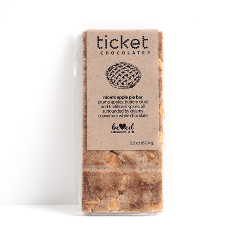 Artisan Chocolate Bar | Gourmet Chocolate Bar | Boutique Chocolate | Belgian Chocolate | Wholesale Chocolate | Beloved Bar | Mom's Apple Pie | Ticket Chocolate | Gift
