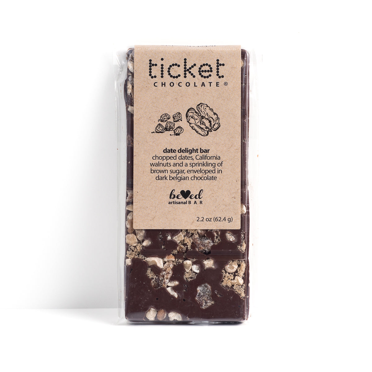 Artisan Chocolate Bar | Gourmet Chocolate Bar | Boutique Chocolate | Belgian Chocolate | Wholesale Chocolate | Beloved Bar | Date Delight | Ticket Chocolate | Gift