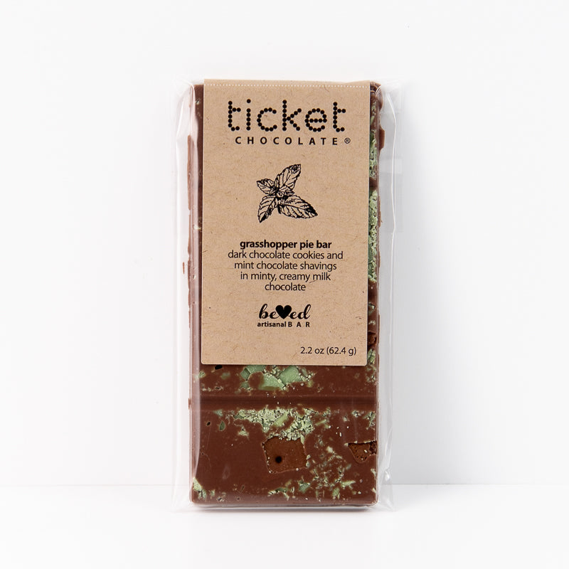 Artisan Chocolate Bar | Gourmet Chocolate Bar | Boutique Chocolate | Belgian Chocolate | Wholesale Chocolate | Beloved Bar | Grasshopper Pie | Ticket Chocolate | Gift