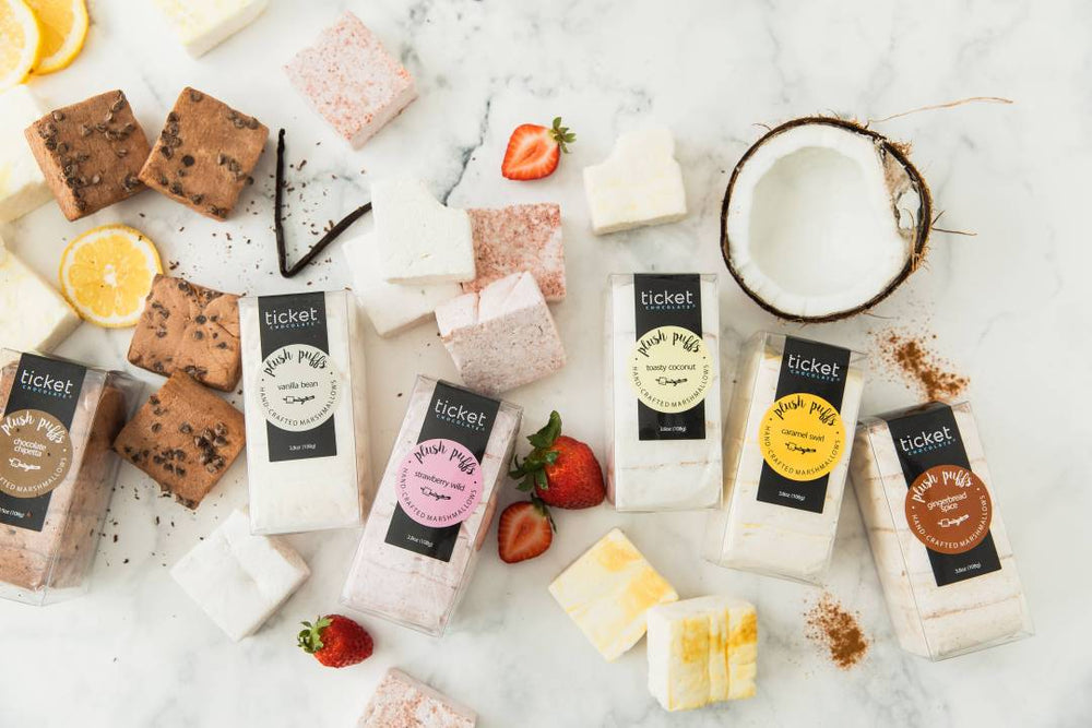 
                        
                          Artisan Chocolate | Gourmet Chocolate | Boutique Chocolate | Belgian Chocolate | Wholesale Chocolate | Plush Puffs Hand-Crafted Gourmet Marshmallows | Spring | Summer | Luscious Lemony Meringue | Ticket Chocolate | Gift
                        
                      