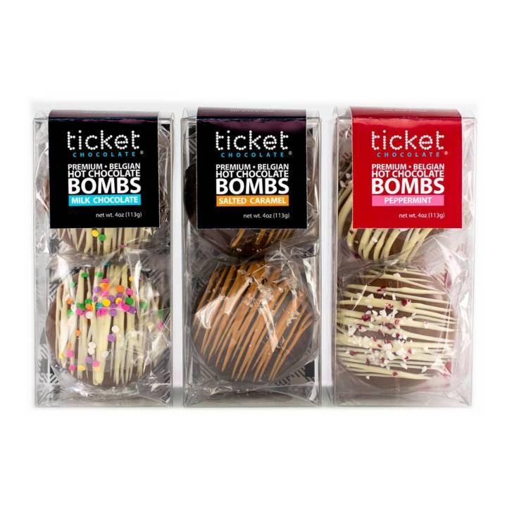 Artisan Chocolate | Gourmet Chocolate | Boutique Chocolate | Belgian Chocolate | Wholesale Chocolate | Hot Chocolate Bomb 2-Pack | Salted Caramel | Ticket Chocolate | Gift