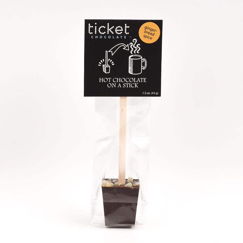 Hot Chocolate on a Stick | Artisan Chocolate | Gourmet Chocolate | Boutique Chocolate | Belgian Chocolate | Wholesale Chocolate | Hot Chocolate on a Stick |Hot chocolate sticks | Gingerbread Spice  | Ticket Chocolate | Gift