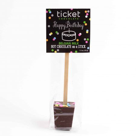 Artisan Chocolate | Gourmet Chocolate | Boutique Chocolate | Belgian Chocolate | Wholesale Chocolate | Hot Chocolate on a Stick | Happy Birthday Belgian Milk | Ticket Chocolate | Gift