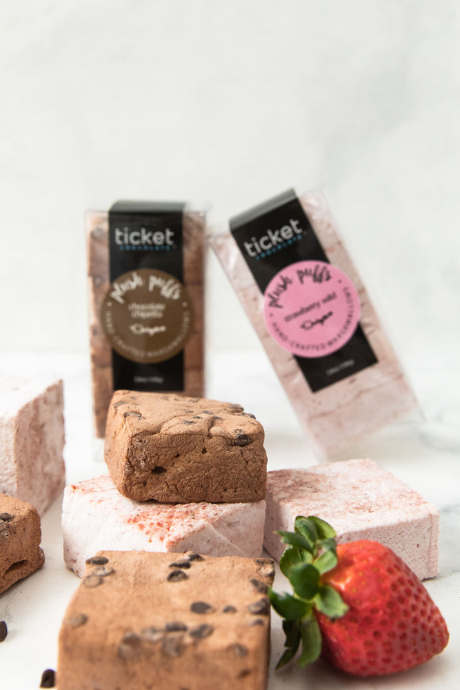 Artisan Chocolate | Gourmet Chocolate | Boutique Chocolate | Belgian Chocolate | Wholesale Chocolate | Plush Puffs Hand-Crafted Gourmet Marshmallows | Chocolate Chipetta | Ticket Chocolate | Gift