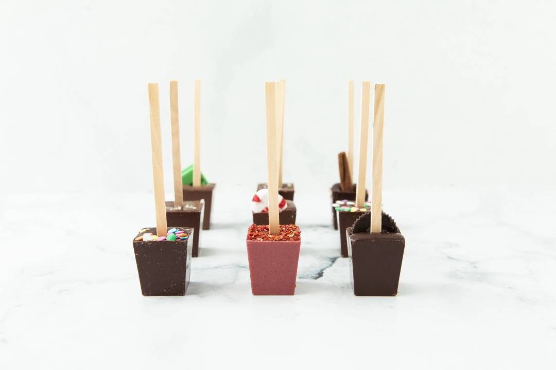 Artisan Chocolate | Gourmet Chocolate | Boutique Chocolate | Belgian Chocolate | Wholesale Chocolate | Hot Chocolate on a Stick | Peppermint White | Ticket Chocolate | Holiday | Christmas | Gift